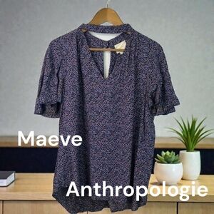 Maeve Anthropologie Multicolor Bella Choker Ditsy Floral Boho Blouse Large